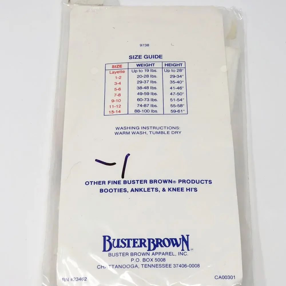 Vintage Deadstock 2 Buster Brown Girls Tights White Size 1-2 USA